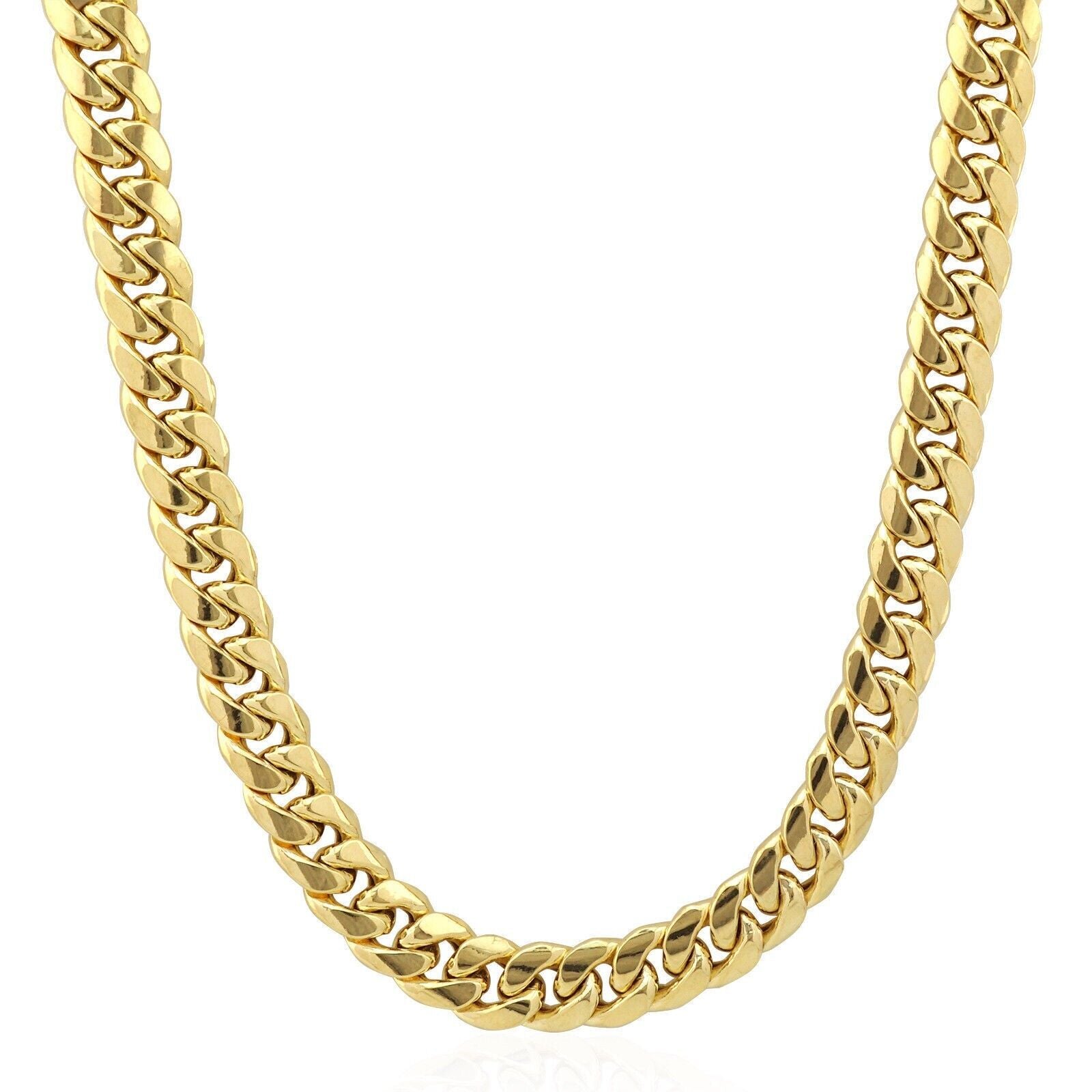 REAL 14k Gold Miami Cuban Link 26" Mens Necklace 9mm Box Clasp 14 KT Yellow Gold - GoldenlinQ